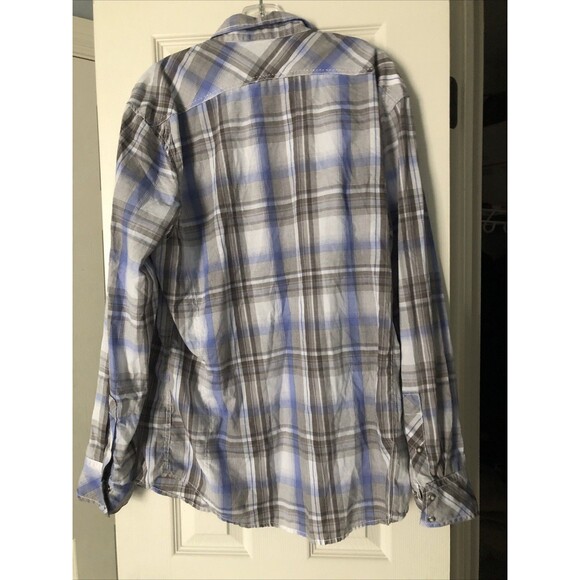 BKE Shirt Men’s XL Blue Plaid Athletic Fit Pearl Snap Long Sleeve Western - Picture 7 of 7